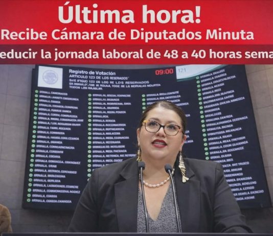 Diputada Federal Miroslava Shember recibe en la Cámara de Diputados Minuta para reducir la jornada laboral de 48 a 40 horas semanales