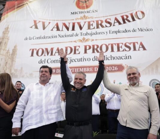 Refrenda Bedolla respaldo a los trabajadores de Michoacán en el XV aniversario de la Catem
