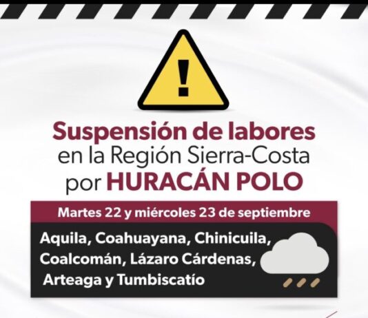 Se suspenden clases en 7 municipios de la Región Sierra Costa por huracán “Polo